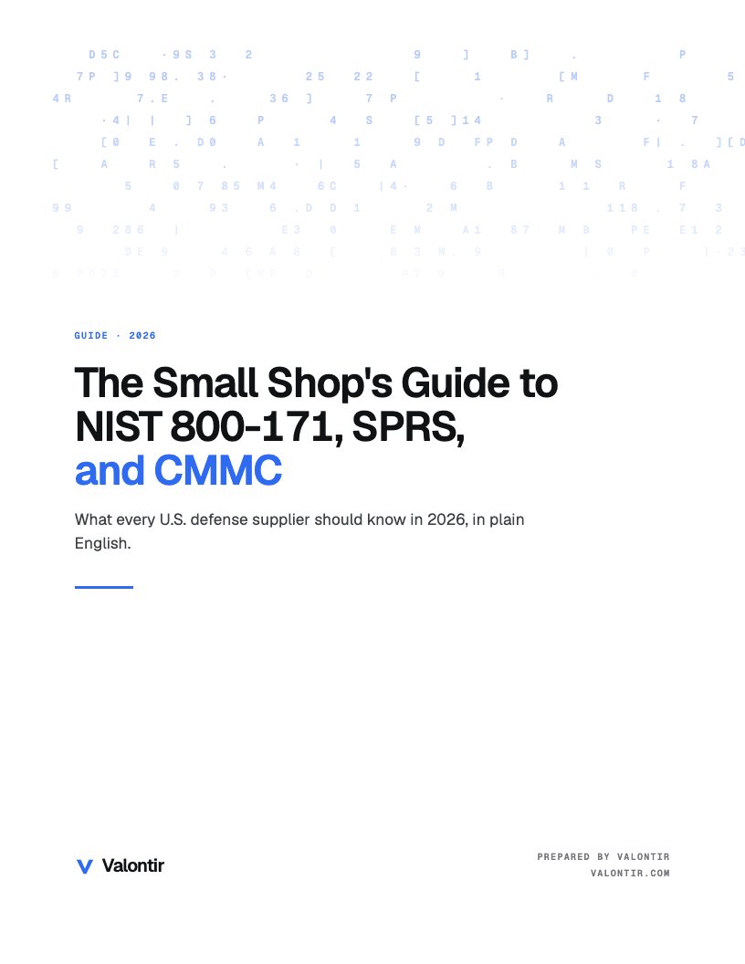 Cover of The Small Shop's Guide to NIST 800-171, SPRS, and CMMC